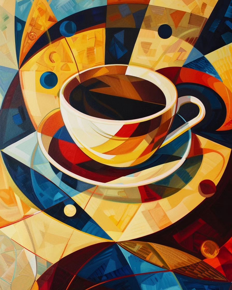As xícaras de café  são representados com manchas de cor abstrata, enquanto linh-1714429104_604_As-xicaras-de-cafe-sao-representados-com-manchas-de-cor 
