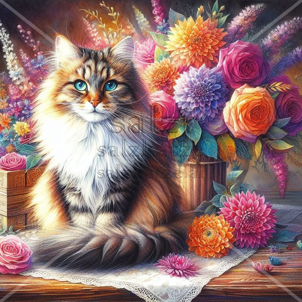 CATS & FLOWERS-CATS-FLOWERS 