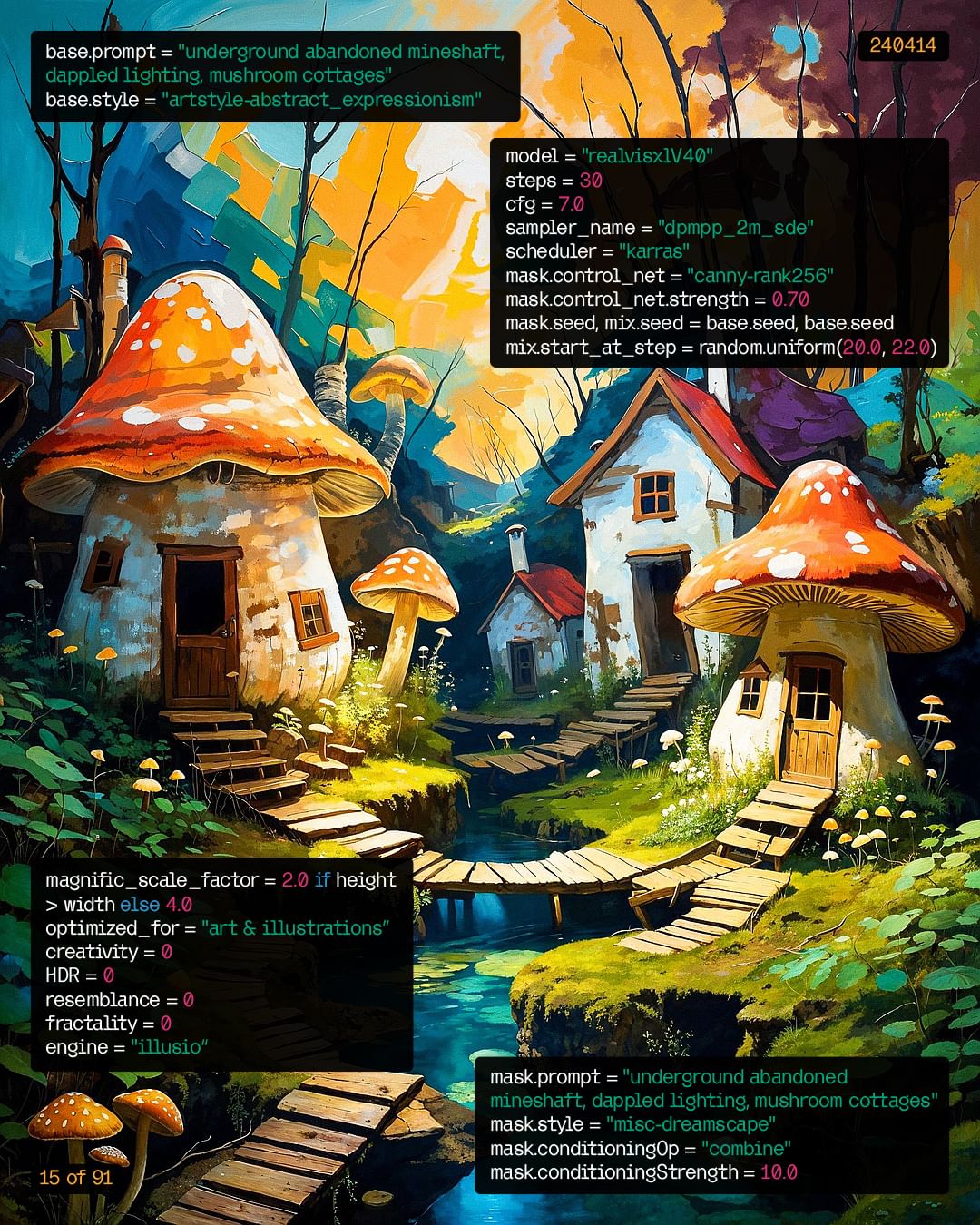 240414 - dark mushroom cottages in an expressionist/dreamscape mix; sdxl (comfy)-1714717524_309_240414-dark-mushroom-cottages-in-an-expressionistdreamscape-mix-sdxl 