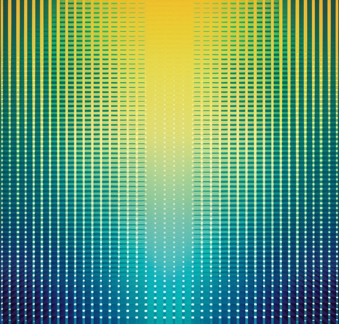 A vertical gradient of blue, green and yellow vertical lines, arranged in rows l-437665828_294051190404022_5232825469689989211_n 