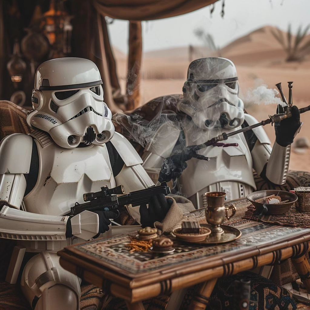 Two stormtroopers are chilling on the Eid holiday....enjoying shisha in the dese-438463826_3279191629052337_3701907448021216611_n 