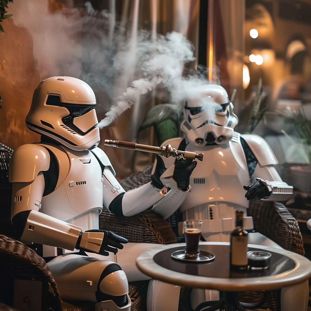 Two stormtroopers are chilling on the Eid holiday....enjoying shisha in the dese-438664780_1788819304860775_1944679658310451196_n 
