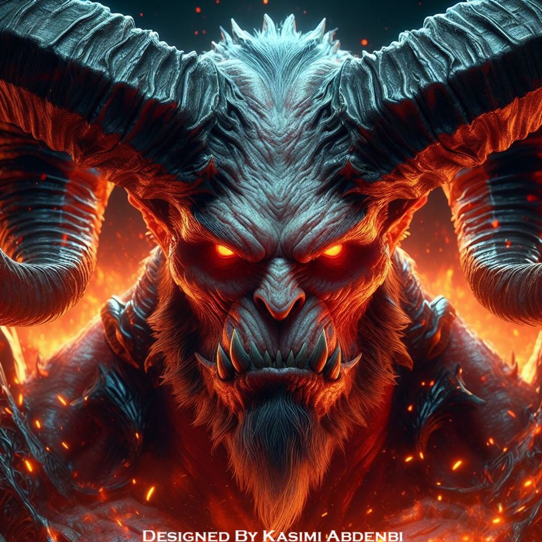 PROMPT : a close up of a demon with fire in the background, digital art, zbrush-PROMPT-a-close-up-of-a-demon-with-fire 