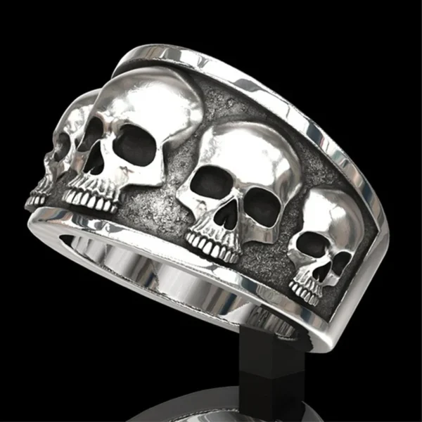 Personality Men Punk Skull Rings Vintage Gothic Domineering Skull Ring Fashion Rock Jewelry Accessories