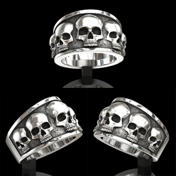 Personality Men Punk Skull Rings Vintage Gothic Domineering Skull Ring Fashion Rock Jewelry Accessories