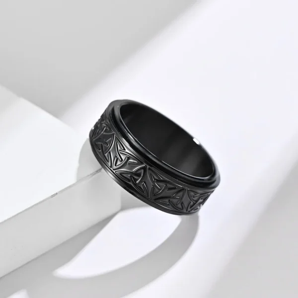 Viking Celtic Knot Rune Rings For Men Rotating Stainless Steel Anti Stress Anxiety Relife Spinning Ring Anillo Antiestres