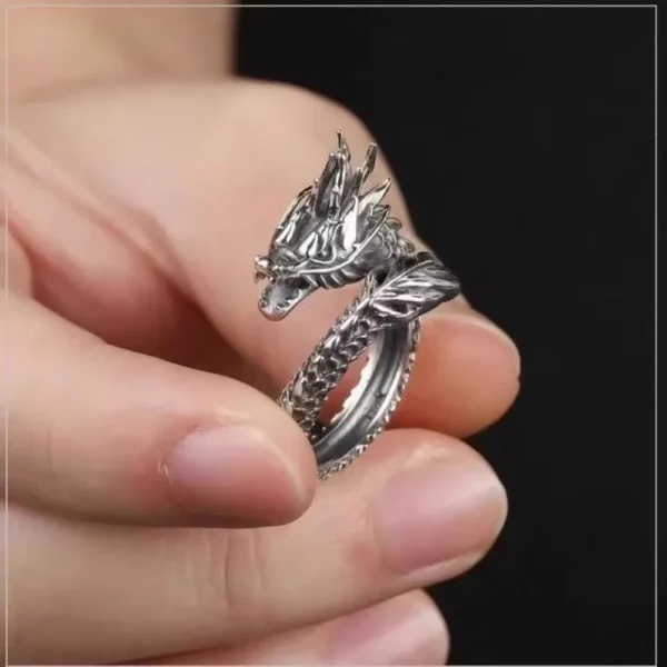 Vintage Dragon Opening Rings Fashion Legend Animal Adjustable Metal Ring For Men Women Party Finger Jewelry Gifts Accessories