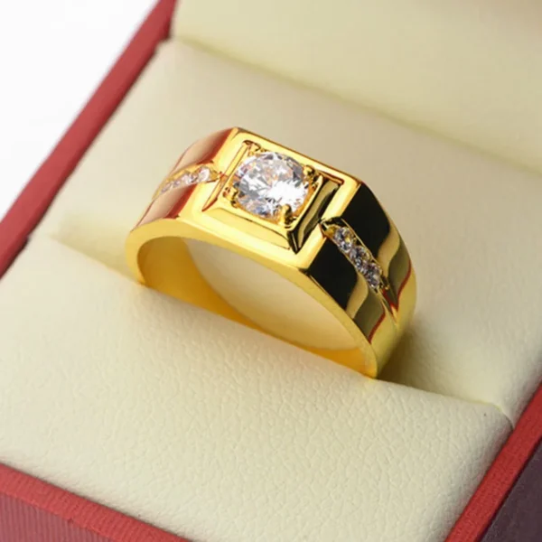 Vintage Engraved Red Zircon Ring for Men's Glamour Hip Hop Punk Ring Jewelry