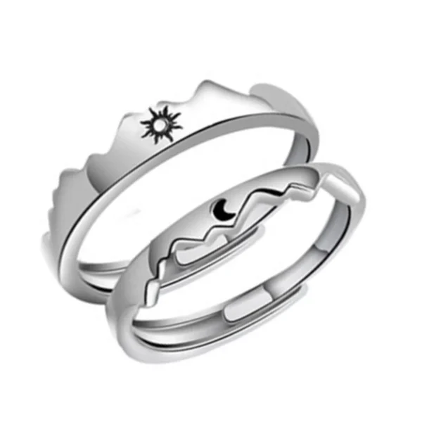 Sun Moon Couple Rings Open Adjustable Ring Eachother Lover Couple Rings Wedding Jewlery Ring Friends Gift Fit for Most Women Men