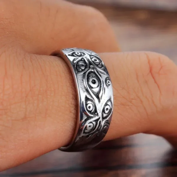 Vintage Punk Carved Eyes Mens Ring Finger Jewelry Hip Hop Rock Culture Ring Unisex Women Male Party Metal Rings Accessories