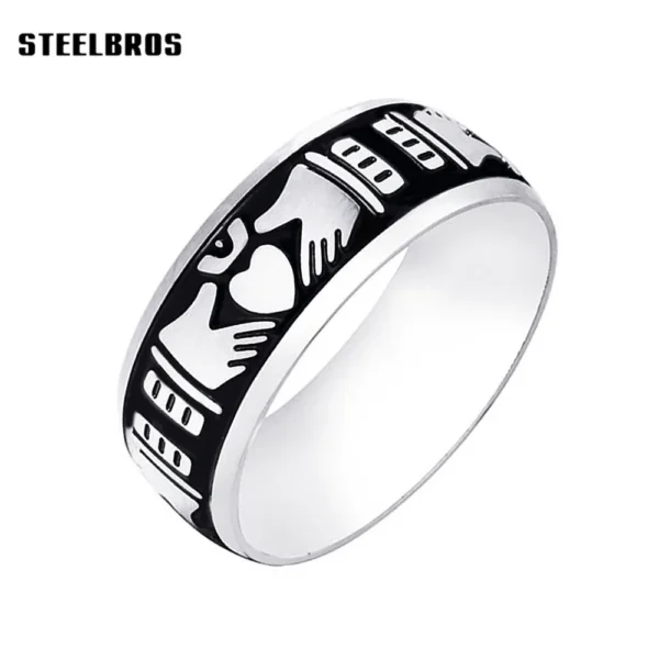 STEELBROS High-end Stainless Steel Irish Claddagh Ring Couple Promise Wedding Band Women Men Fashion Jewelry Gift Dropshipping