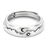 Sun Moon Couple Rings Open Adjustable Ring Eachother Lover Couple Rings Wedding Jewlery Ring Friends Gift Fit for Most Women Men