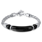 Black Tiger’s Eye and Stainless Steel Braided Bracelet