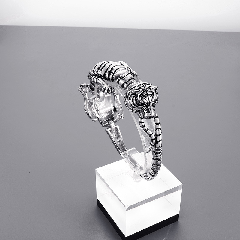 Articulated Stainless Steel Tiger Biting Tail Bracelet