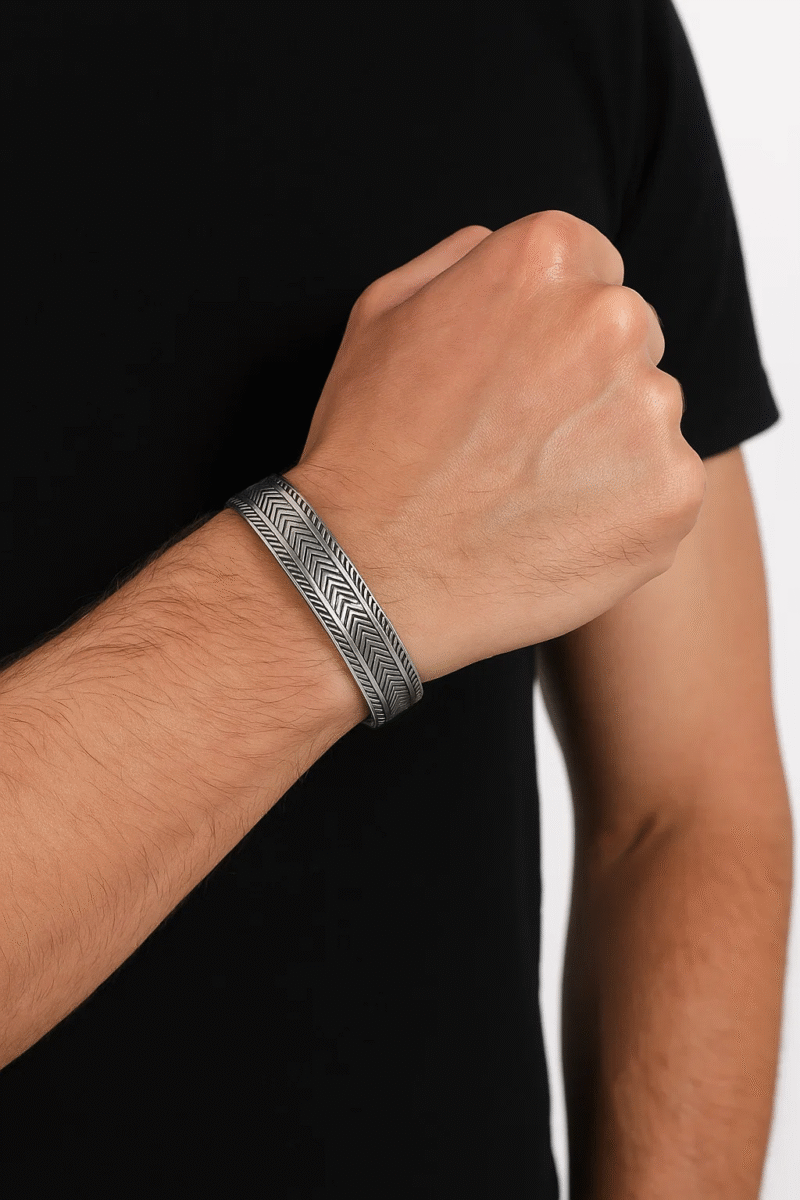 Sterling Silver Etched Cuff Bracelet