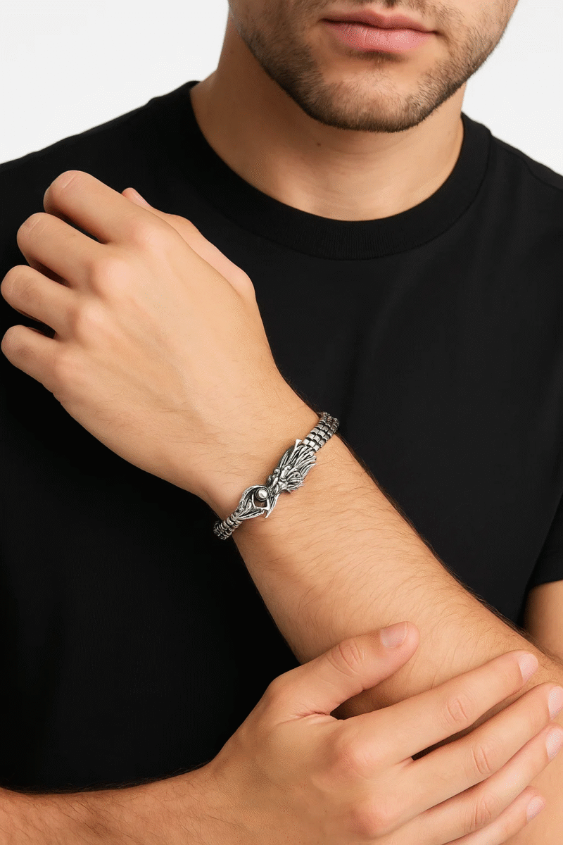 Intricate Stainless Steel Dragon Bracelet