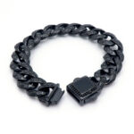 Black Stainless Steel Engraved Curb Chain Bracelet