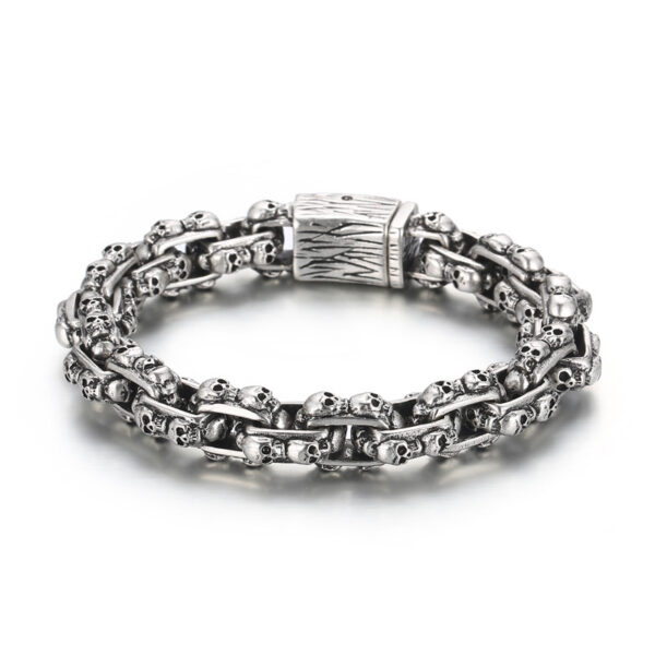 Men's Stainless Steel Layered Skull Bracelet
