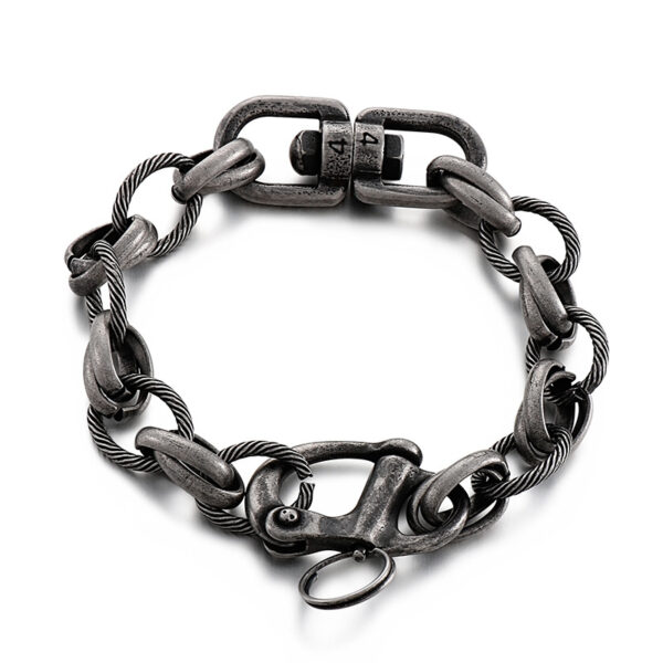 Industrial Style Stainless Steel Link and Cable Bracelet