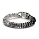 Polished Stainless Steel Snake Bracelet with Integrated Clasp