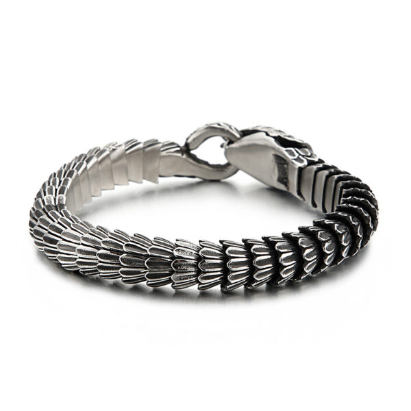 Polished Stainless Steel Snake Bracelet with Integrated Clasp