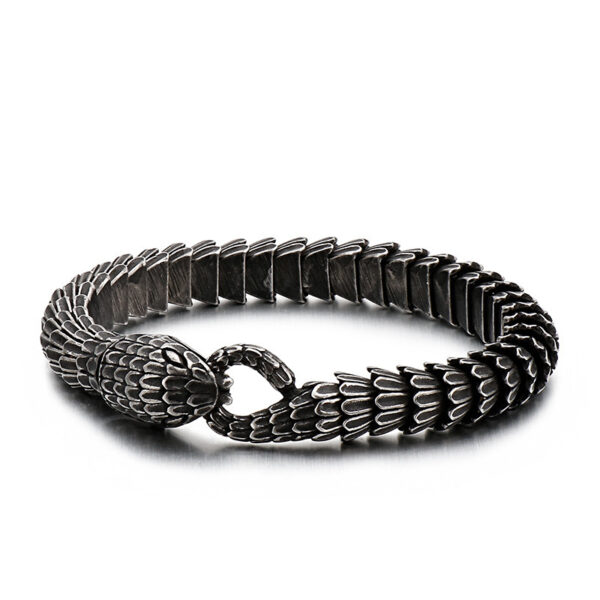 Oxidized Stainless Steel Snake Link Bracelet