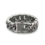 Engraved Steel Tone Stainless Steel Curb Chain Bracelet