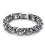 Stainless Steel Multi-Skull Link Chain Bracelet