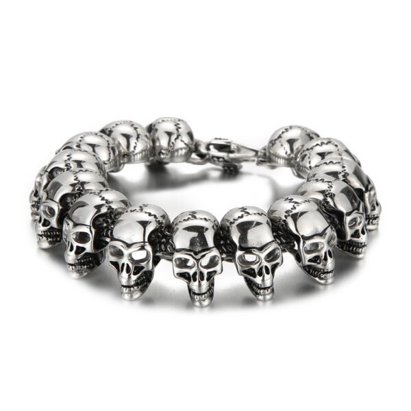 Mens Stainless Steel Skull Bracelet