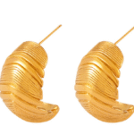 Gold Textured Half Hoop Earrings for Women – Statement Fashion Jewelry