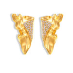 Statement Gold Irregular Drop Earrings with Crystal Accents – Abstract Design