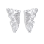Silver Irregular Drop Earrings with Crystal Embellishment – Modern Abstract Design