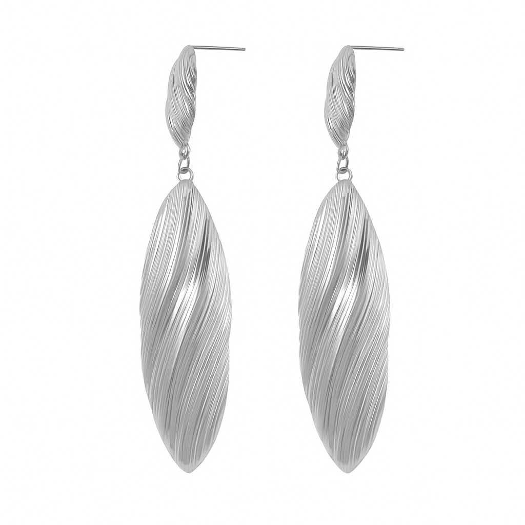 Sleek Twisted Leaf Dangle Earrings - Sterling Silver Fashion Statement Jewelry