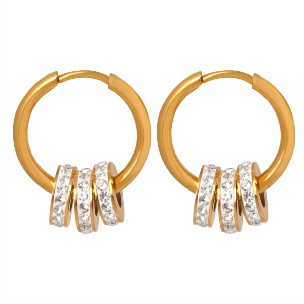 Gold Tone Pavé Crystal Chunky Huggie Hoop Earrings | Dazzling Micro Pave Hoops