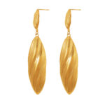 Gold Plated Twisted Drop Earrings for Women – Elegant Long Dangle Jewelry