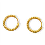 Gold Tone Stainless Steel Textured Hoop Earrings | Modern Faceted Design