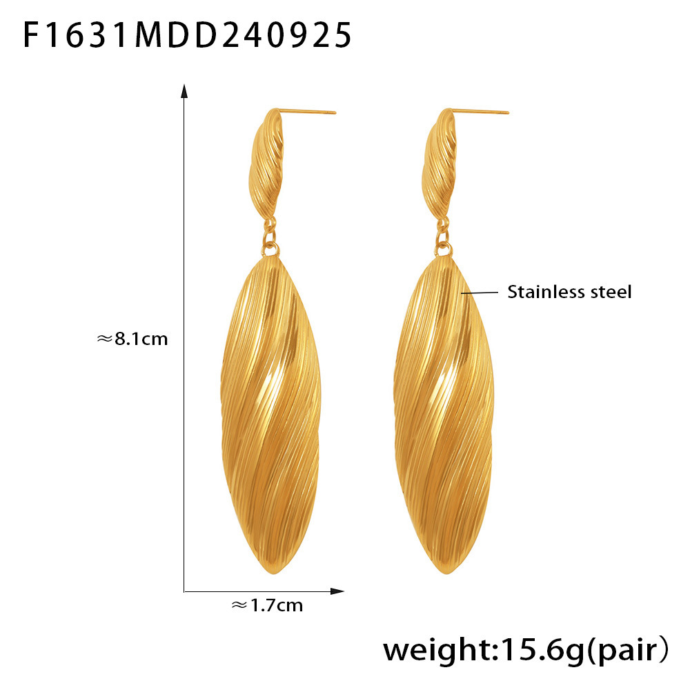 Gold Plated Twisted Drop Earrings for Women - Elegant Long Dangle Jewelry - 主图-6-12 