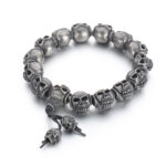 Men’s Gothic Skull Bead Bracelet – Stainless Steel Punk Rock Biker Jewelry