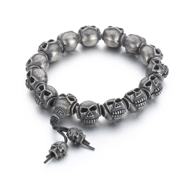 Men's Gothic Skull Bead Bracelet - Stainless Steel Punk Rock Biker Jewelry