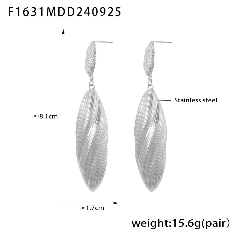 Sleek Twisted Leaf Dangle Earrings - Sterling Silver Fashion Statement Jewelry - 主图-7-13 