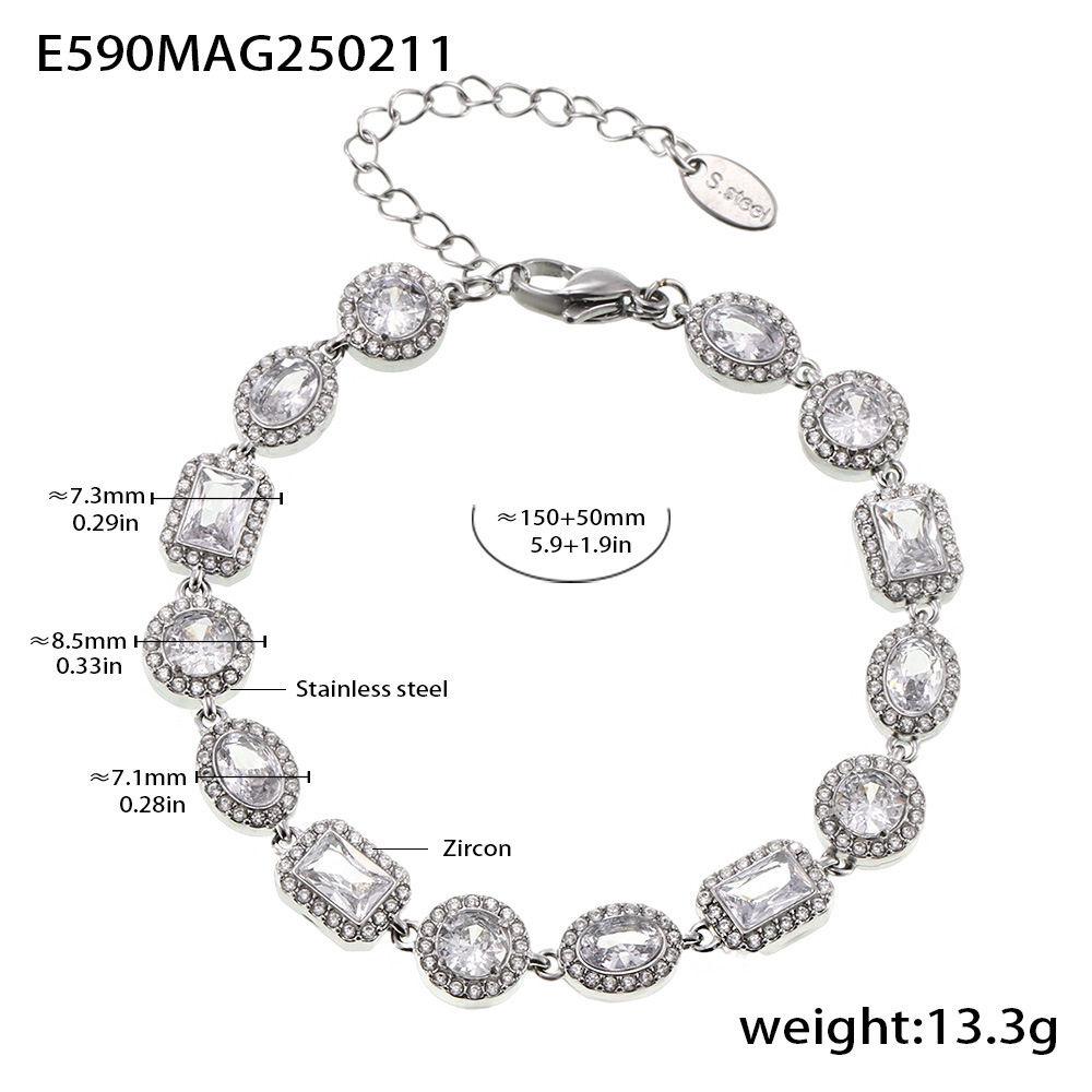 Stainless Steel Pebble Bead Bracelet | Natural Stone Accents | Unisex Adjustable Chain - 主图-8-1 