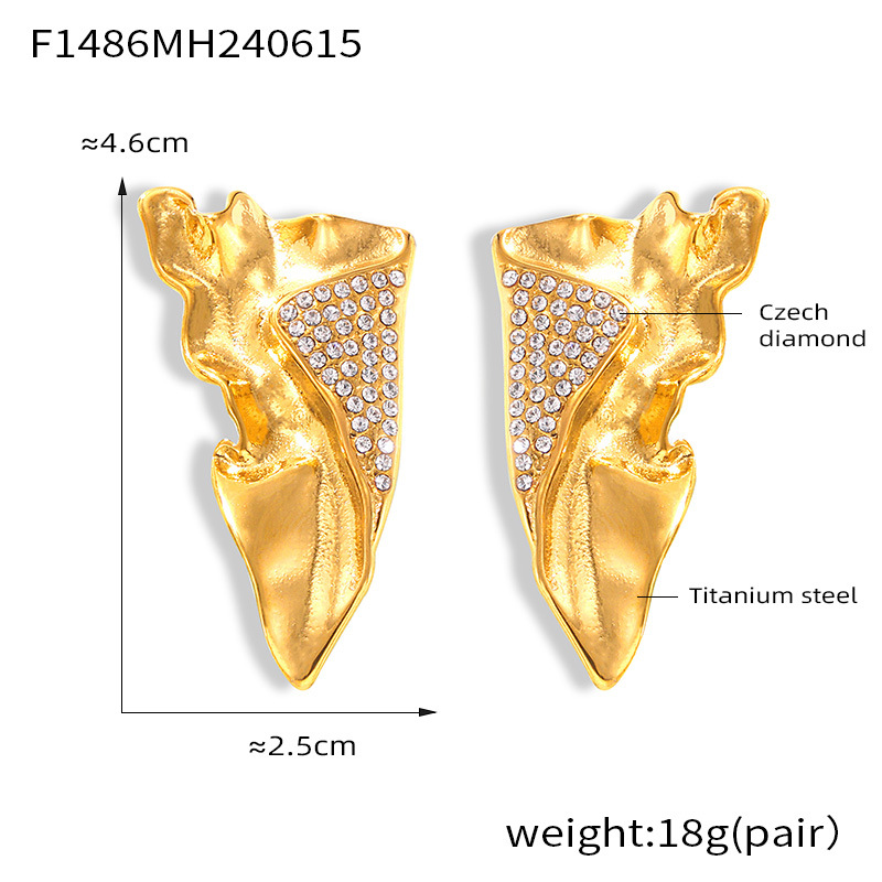 Statement Gold Irregular Drop Earrings with Crystal Accents - Abstract Design - 主图-8-7 