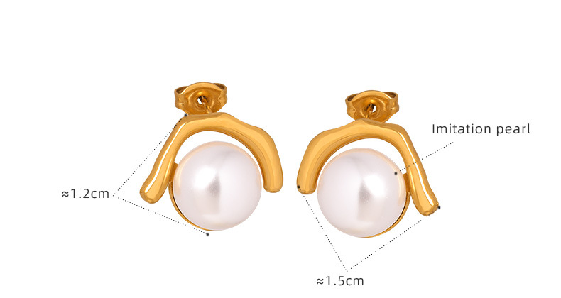 Modern Gold-Plated Pearl Stud Earrings for Women - Elegant & Timeless - 详情-15-14 