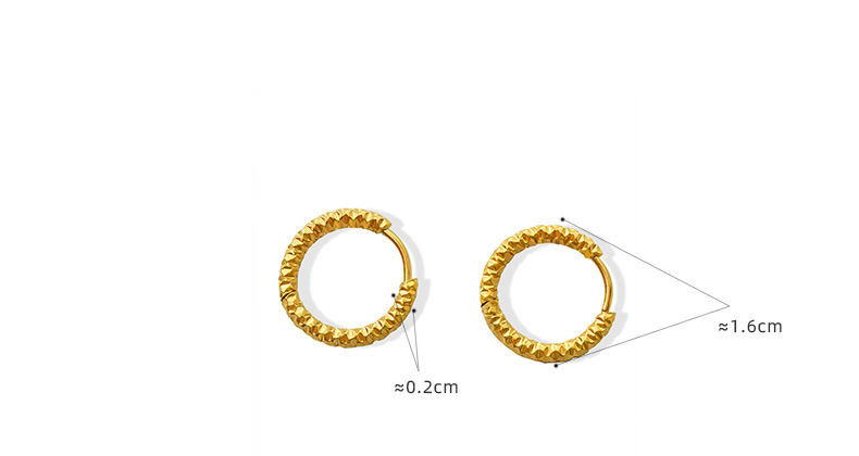 Gold Tone Stainless Steel Textured Hoop Earrings | Modern Faceted Design - 详情-15-2 