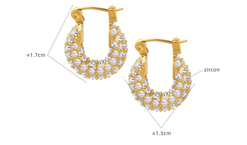 Gold Tone Crystal Pavé Chunky C-Hoop Earrings | Sparkling Huggie Statement - 详情-15-3 