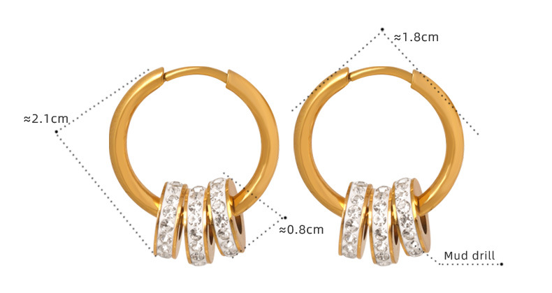 Gold Tone Pavé Crystal Chunky Huggie Hoop Earrings | Dazzling Micro Pave Hoops - 详情-15-8 