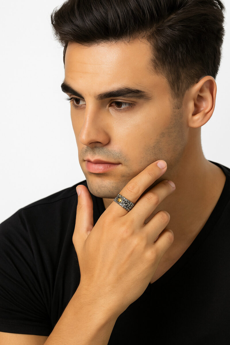 Vintage Sun & Cloud Sterling Silver Ring | Adjustable Oxidized Silver Band | Unique Celestial Design for Men & Women