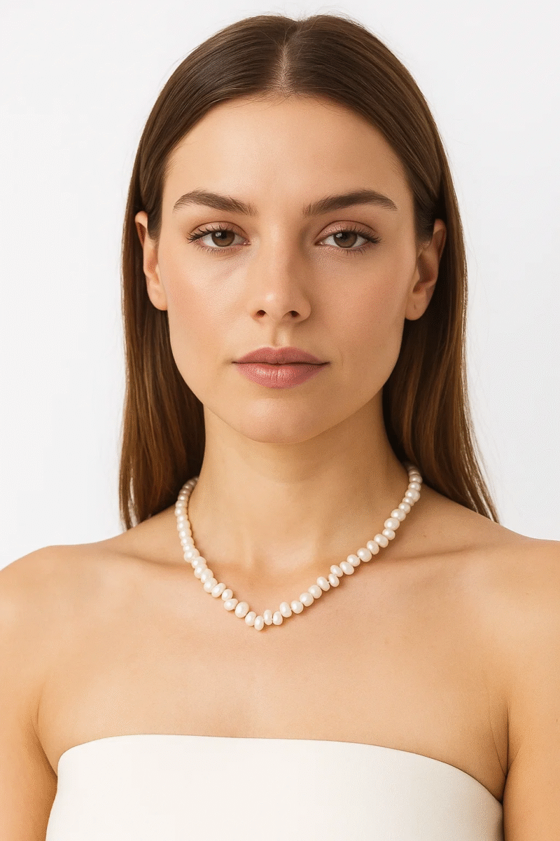 Natural Irregular Freshwater Pearl Choker Necklace - Dainty & Elegant Beaded Chain