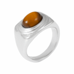 Sterling Silver Tiger Eye Ring | Oval Gemstone Statement Jewelry