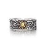 Vintage Sun & Cloud Sterling Silver Ring | Adjustable Oxidized Silver Band | Unique Celestial Design for Men & Women